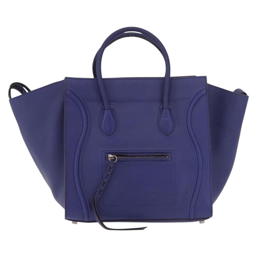 Celine Luggage Phantom Handbag Blue Drummed